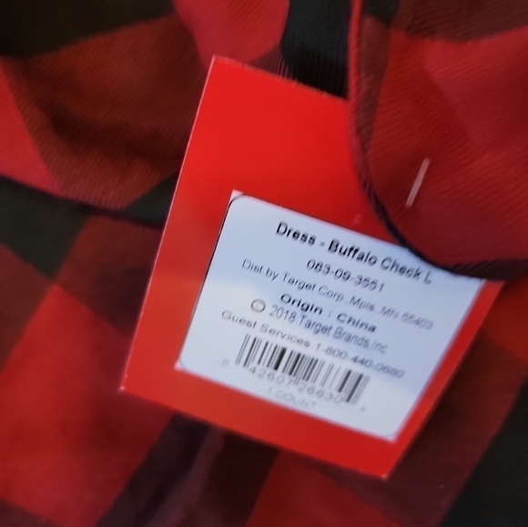 WONDERSHOP 𝅺Large Dress Bow & Tutu Dog Holiday Buffalo Plaid Check Red New T32 - Picture 9 of 9